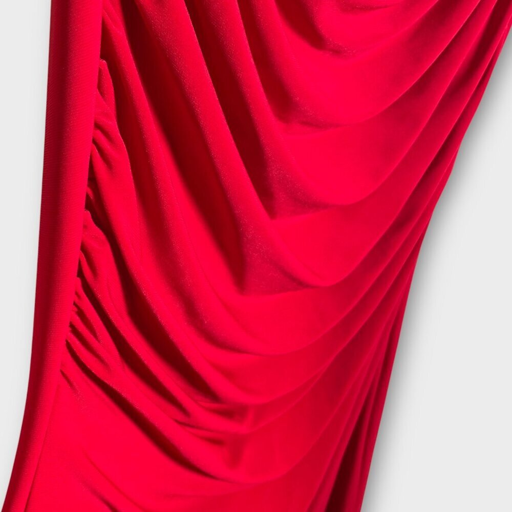 Club L London Adele Backless Ruched Fishtail Cami Maxi Dress Red Scarlet NWT - Picture 8 of 14
